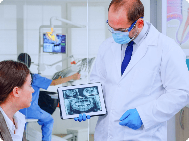 Orthodontist offering expert advice about jaw surgery