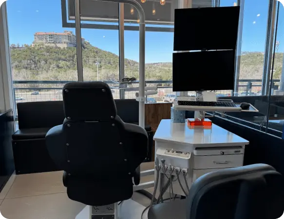 Orthodontic treatment room at Limestone Hills Orthodontics North Austin office in Austin, TX, featuring modern equipment and a comfortable patient chair. Orthodontic treatment room at Limestone Hills Orthodontics North Austin office in Austin, TX, featuring modern equipment and a comfortable patient chair.