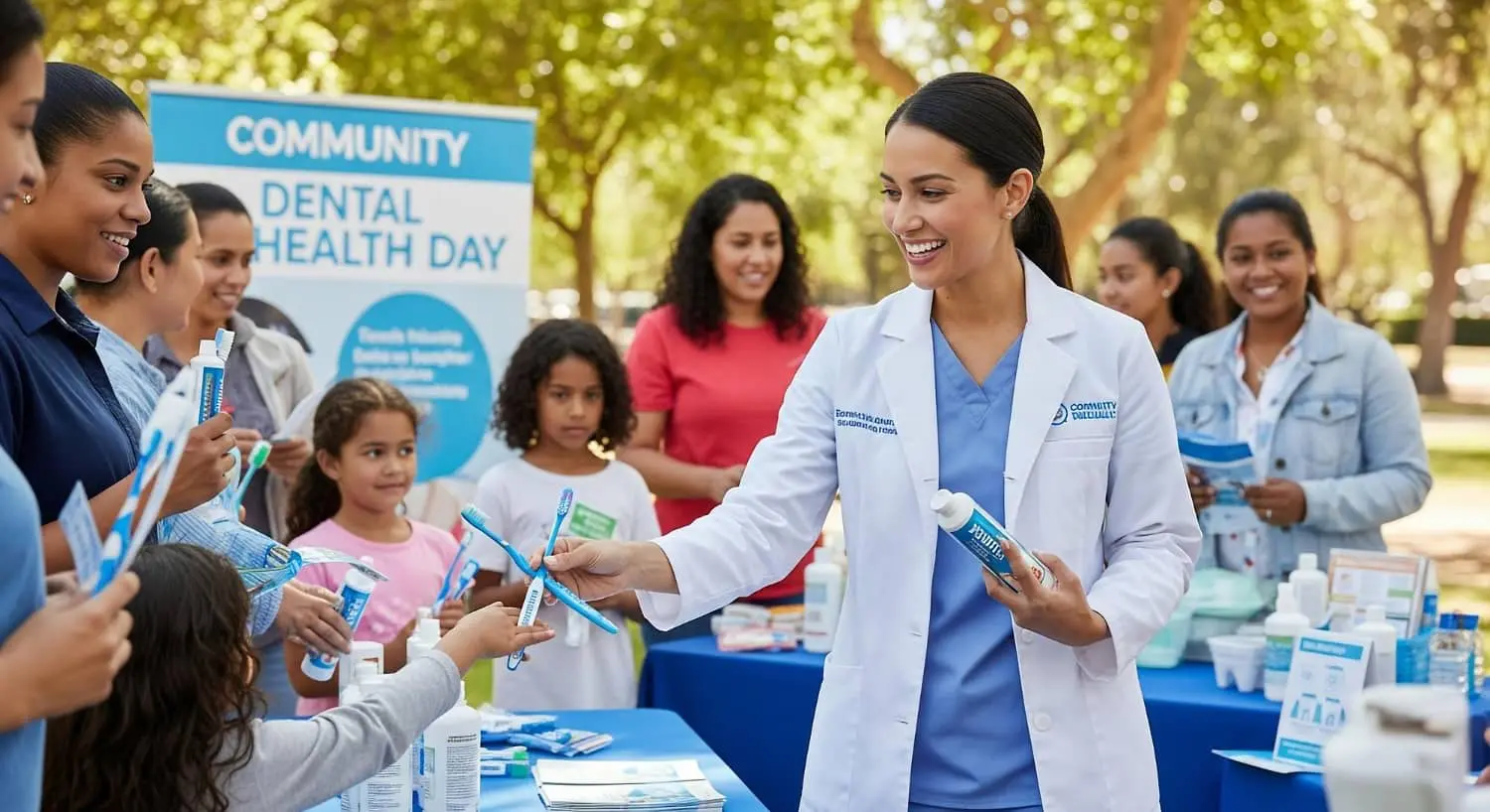 Rodrigo F. Viecilli: Orthodontist in Austin TX At an outdoor event in Austin, TX, Limestone Hills Orthodontics gives toothbrushes and toothpaste to kids and parents.