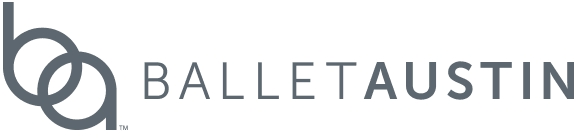 Logo showing a stylized "ba" monogram and gray "Ballet Austin" text.